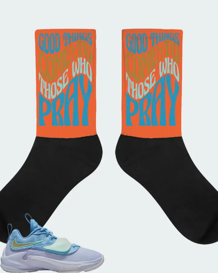 Nike Zoom Freak 3 Sneaker Matching Orange Socks - Good Things Come To Those Who Pray