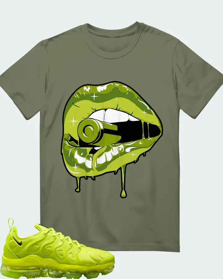 Nike Air VaporMax Plus Tennis Ball (Women's) Sneaker Matching Olive T-Shirt - Kiss of Death