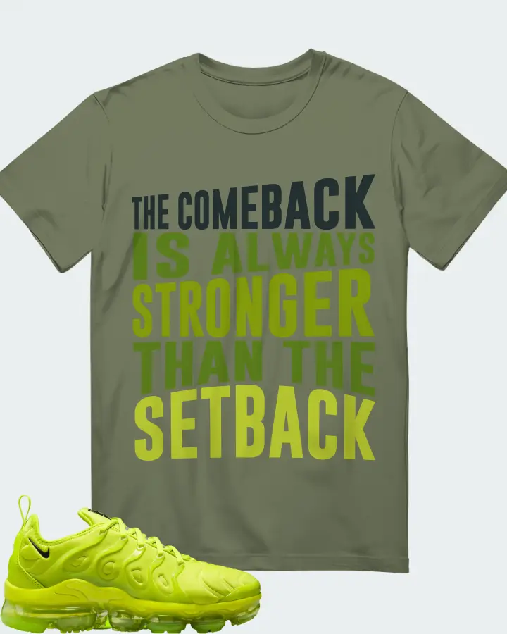 Nike Air VaporMax Plus Tennis Ball (Women's) Sneaker Matching Olive T-Shirt - The Comeback