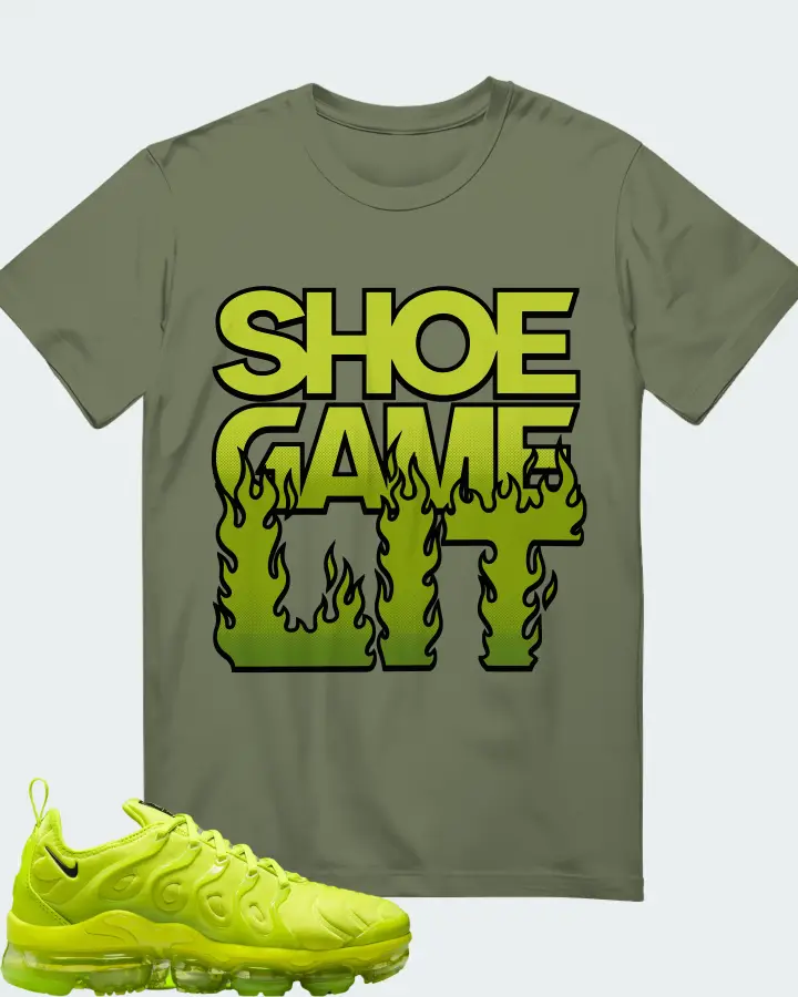 Nike Air VaporMax Plus Tennis Ball (Women's) Sneaker Matching Olive T-Shirt - Shoe Game Lit Refreshed