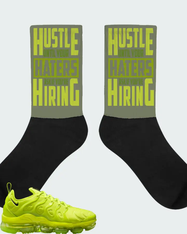 Nike Air VaporMax Plus Tennis Ball (Women's) Sneaker Matching Olive Socks - HUSTLE UNTIL YOUR HATERS