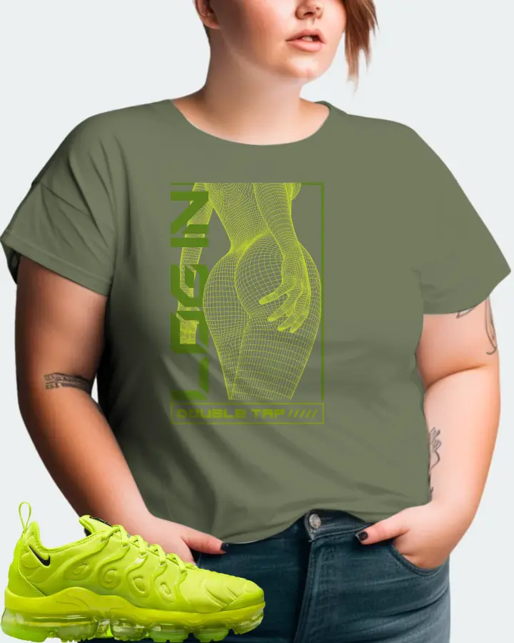 Nike Air VaporMax Plus Tennis Ball (Women's) Sneaker Matching Olive T-Shirt (LOGIN) - View 11