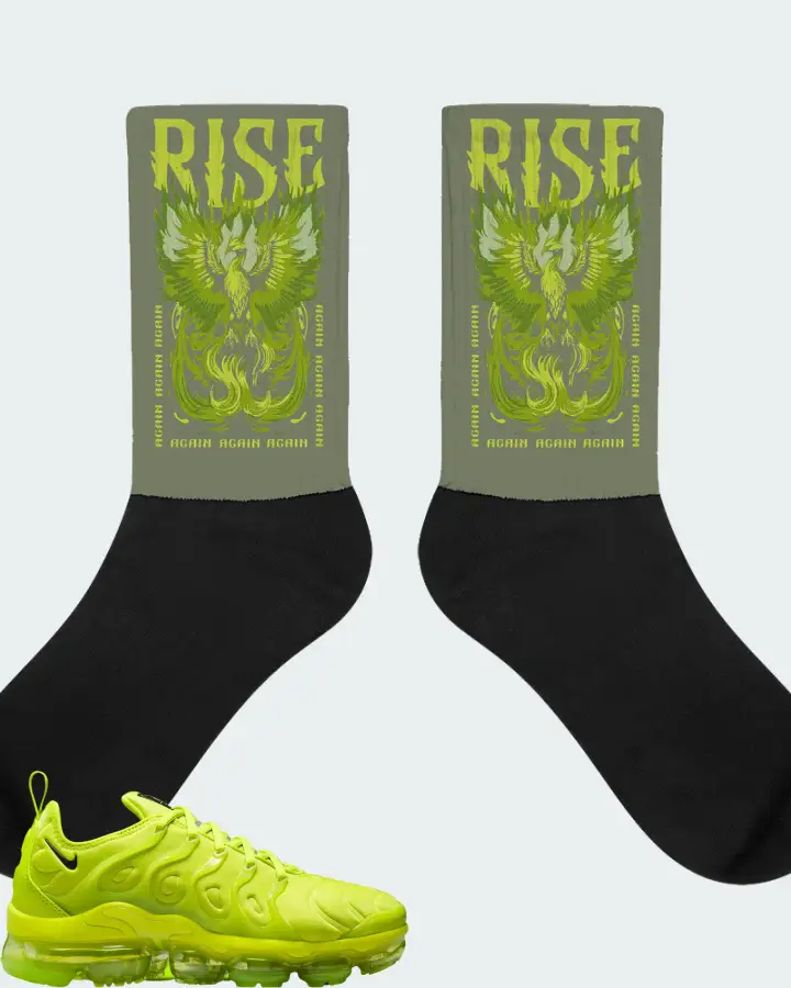 Nike Air VaporMax Plus Tennis Ball (Women's) Sneaker Matching Olive Socks (RISE) - View 1