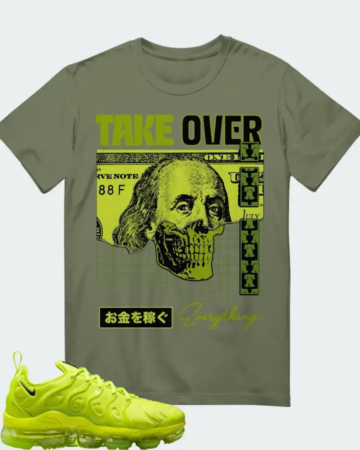 Nike Air VaporMax Plus Tennis Ball (Women's) Sneaker Matching Olive T-Shirt - Take Over