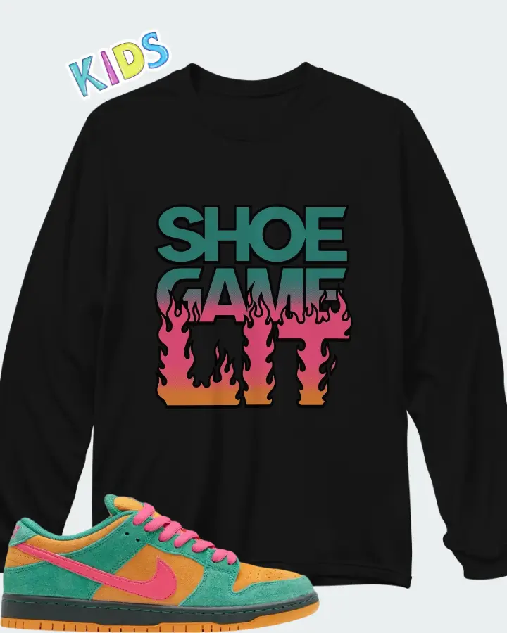 Nike SB Dunk Low Green Noise Watermelon Matching Kid's Long Sleeve T-Shirt