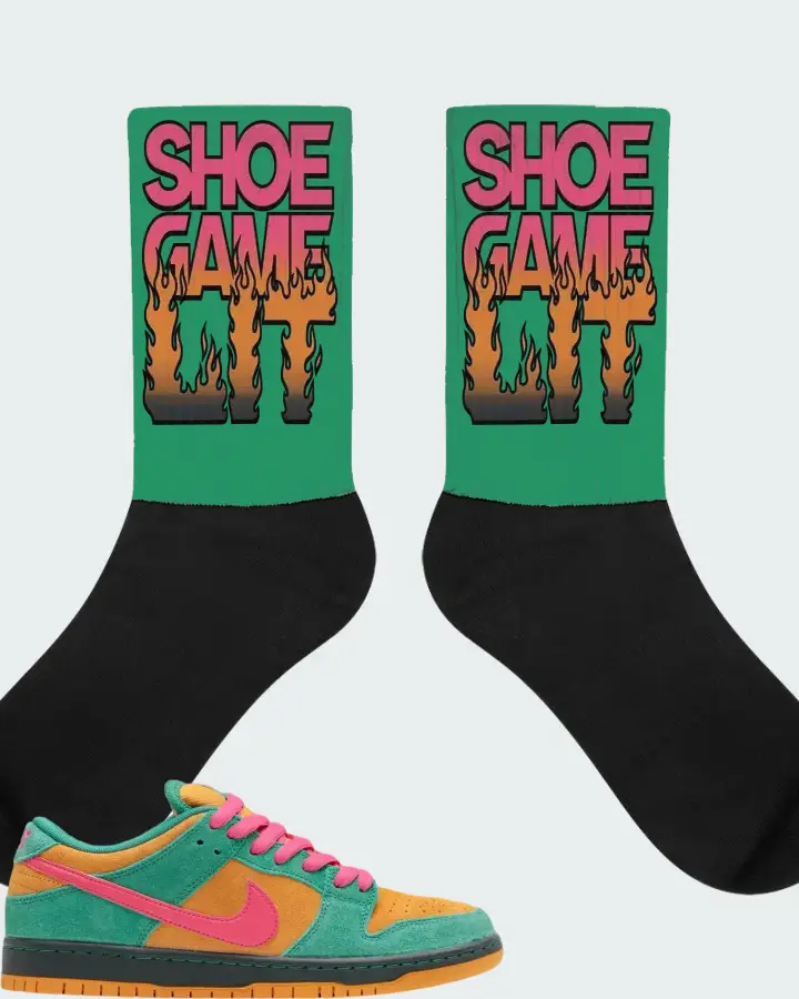 Nike SB Dunk Low Green Noise Watermelon Matching Socks
