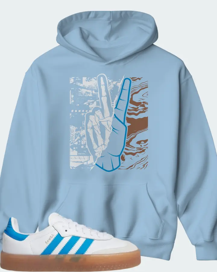adidas Sambae J White Bright Blue Matching Hoodie