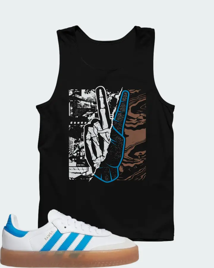 adidas Sambae J White Bright Blue Matching Tank Top