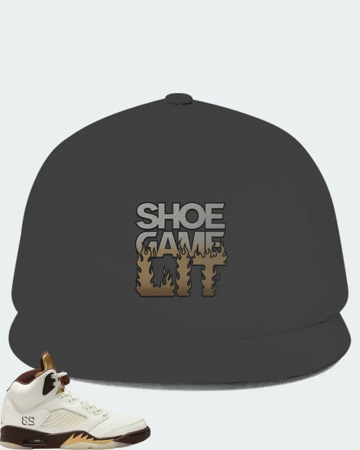 Jordan 5 Golden Ticket Sneaker Matching Dark Grey Hat - Shoe Game Lit Refreshed