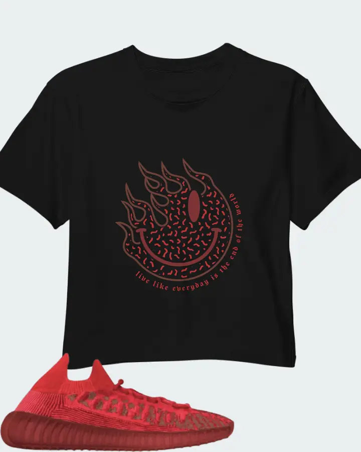 Adidas Yeezy 350 V2 CMPCT Slate Red Matching Crop Top