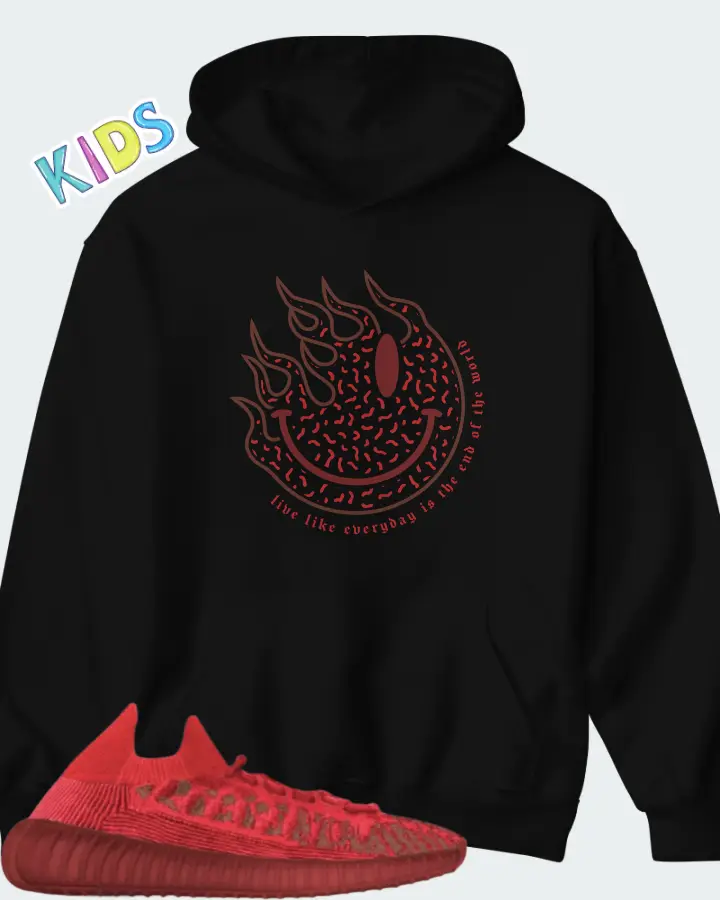 Adidas Yeezy 350 V2 CMPCT Slate Red Matching Kid's Hoodie