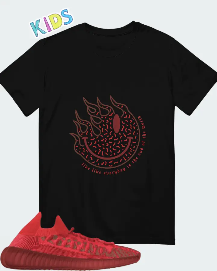 Adidas Yeezy 350 V2 CMPCT Slate Red Matching Kid's T-Shirt