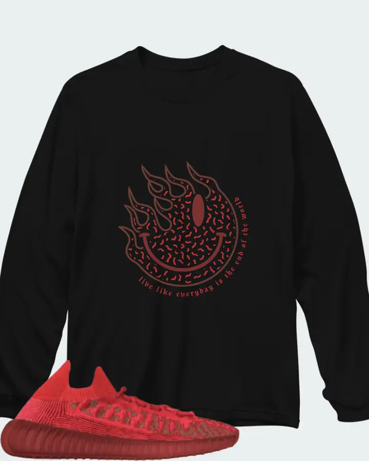 Adidas Yeezy 350 V2 CMPCT Slate Red Matching Long Sleeve T-Shirt