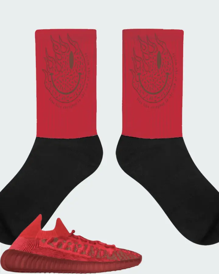 Adidas Yeezy 350 V2 CMPCT Slate Red Matching Socks