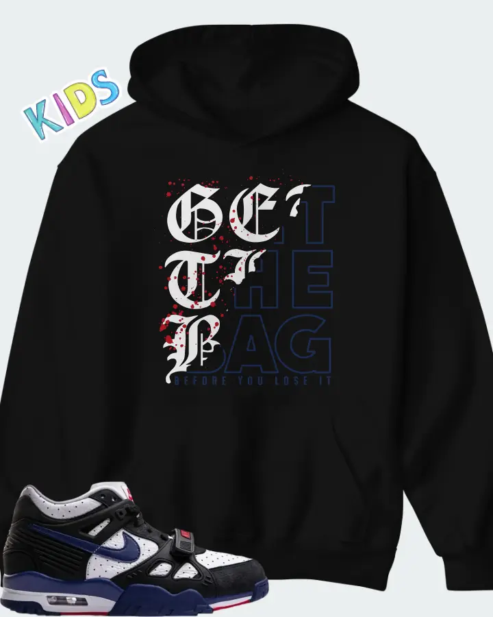 Nike Air Max Trainer 3 Black Deep Royal Blue Matching Kid's Hoodie