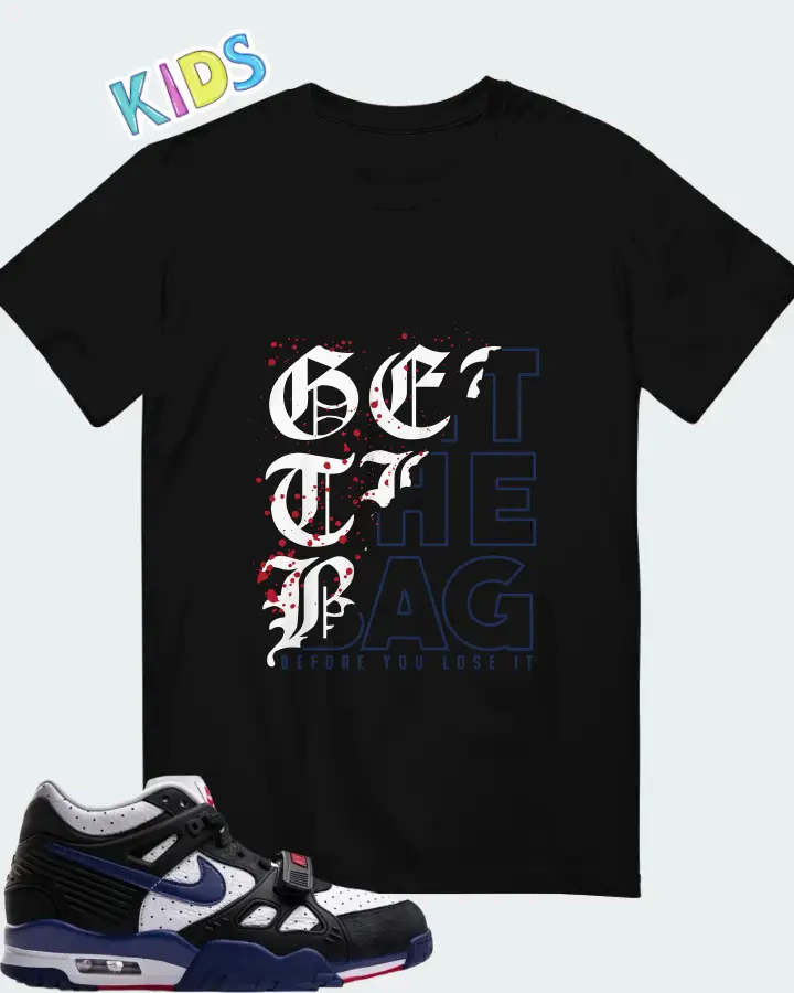 Nike Air Max Trainer 3 Black Deep Royal Blue Matching Kid's T-Shirt