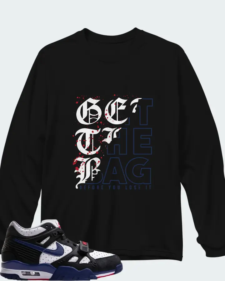 Nike Air Max Trainer 3 Black Deep Royal Blue Matching Long Sleeve T-Shirt