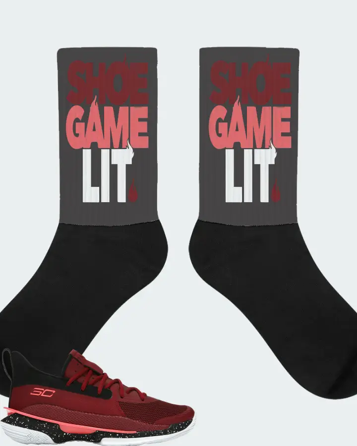 Under Armour Curry 7 Sneaker Matching Dark Grey Socks - Shoe Game Lit Classic
