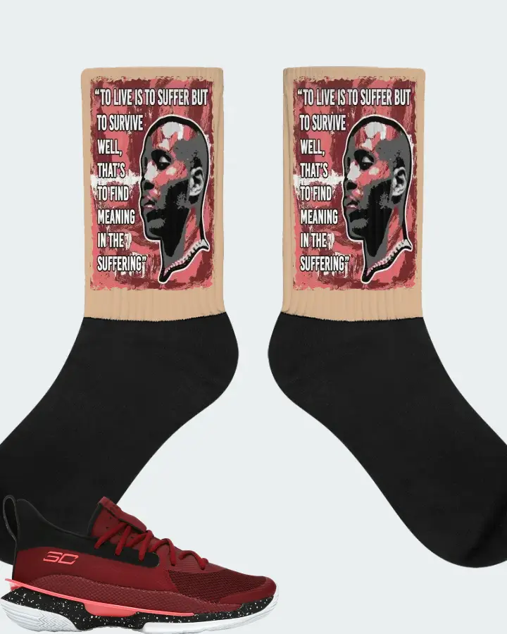 Under Armour Curry 7 Sneaker Matching Cream Socks - DMX Suffer Quote