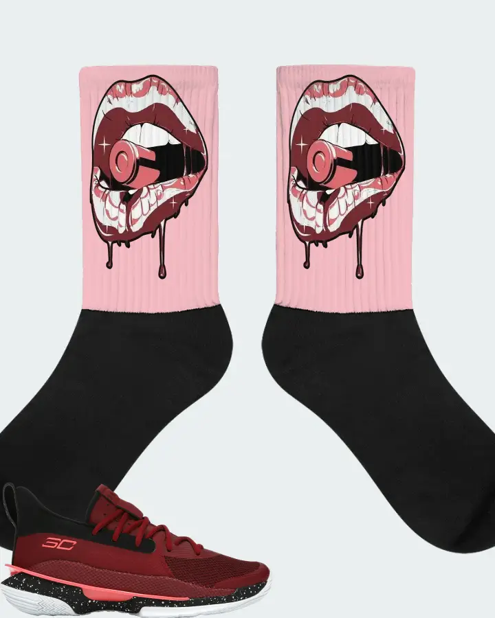 Under Armour Curry 7 Sneaker Matching Pink Socks - Kiss of Death
