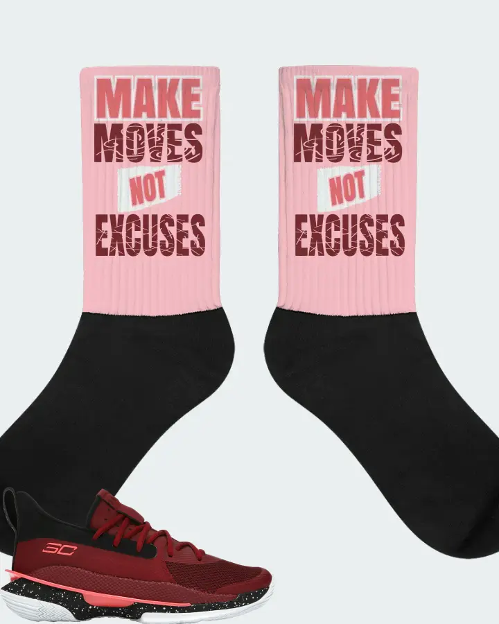 Under Armour Curry 7 Sneaker Matching Pink Socks - Make Moves Not Excuses
