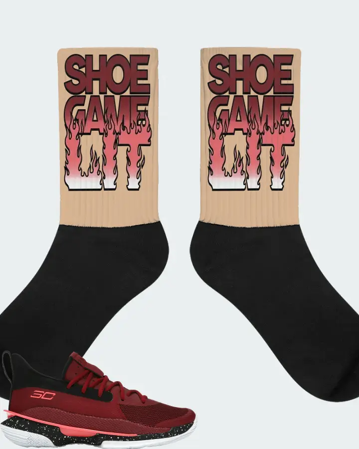 Under Armour Curry 7 Sneaker Matching Cream Socks - Shoe Game Lit Refreshed
