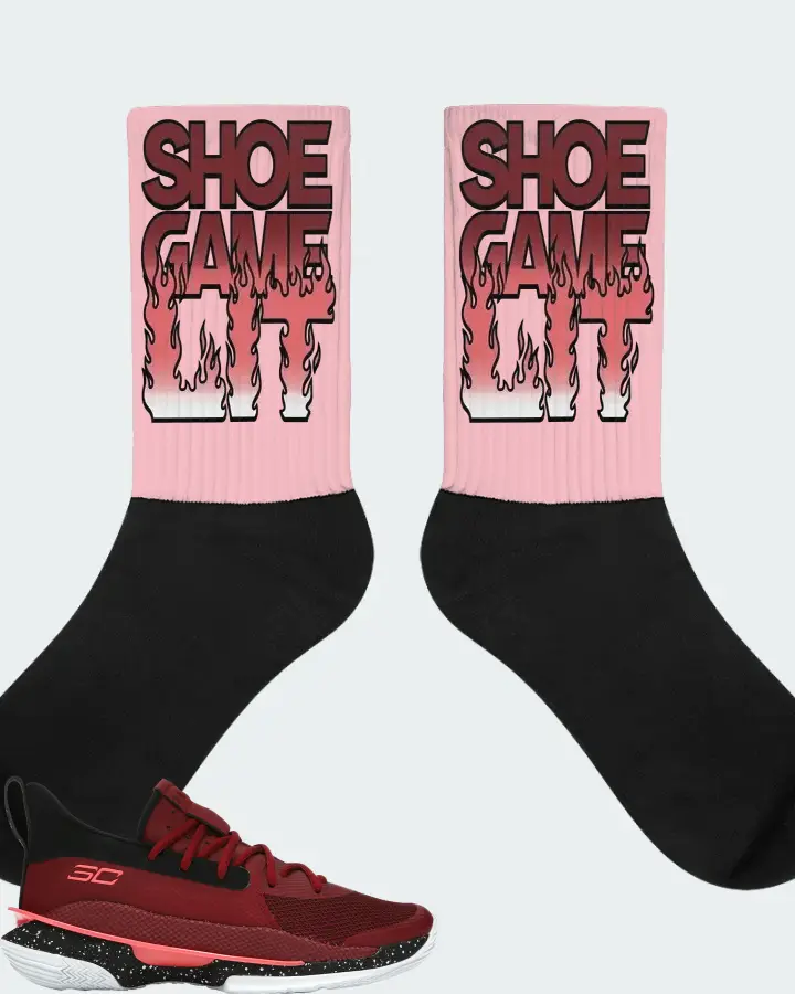Under Armour Curry 7 Sneaker Matching Pink Socks - Shoe Game Lit Refreshed