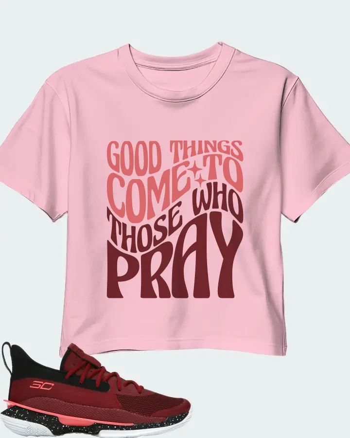 Under Armour Curry 7 Sneaker Matching Pink Crop Top - Good Things Come To Those Who Pray