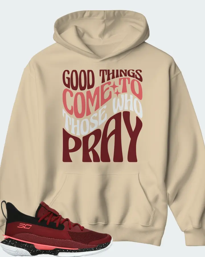 Under Armour Curry 7 Sneaker Matching Cream Hoodie - Good Things Come To Those Who Pray