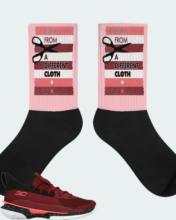 Under Armour Curry 7 Sneaker Matching Pink Socks - Cut From a Different Cloth