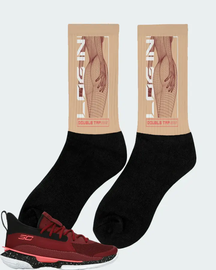Under Armour Curry 7 Sneaker Matching Cream Socks (LOGIN) - View 3