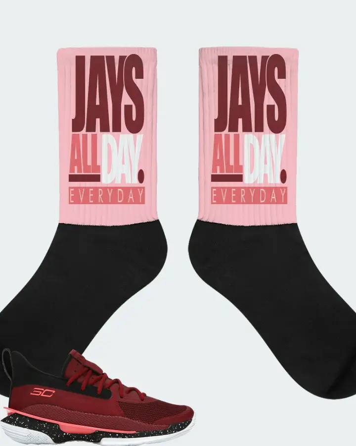 Under Armour Curry 7 Sneaker Matching Pink Socks - Jays All Day