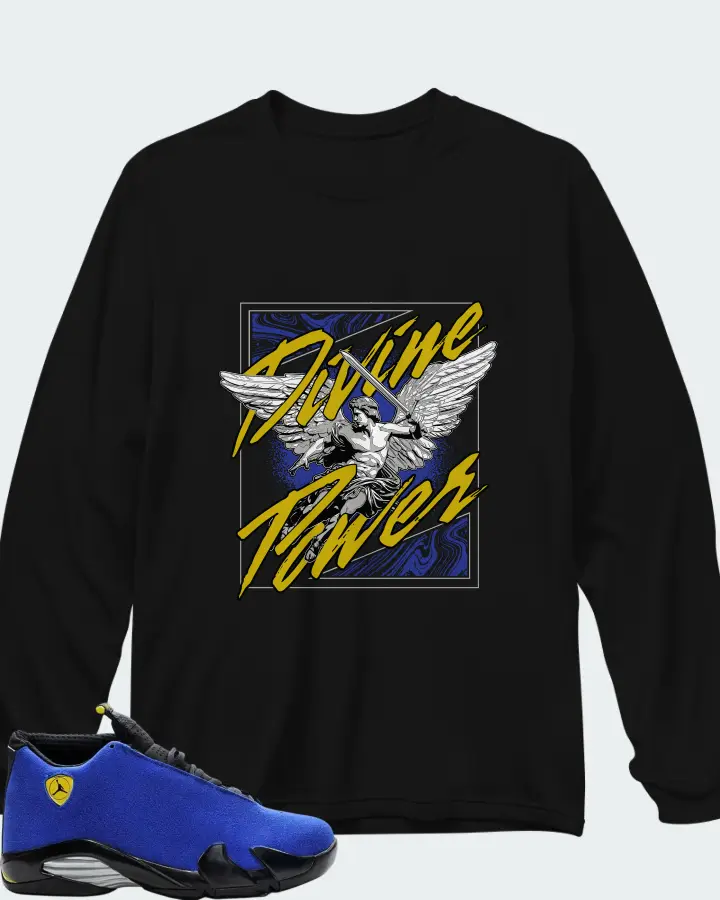 Air Jordan 14 Retro Blue Ferrari Matching Long Sleeve T-Shirt