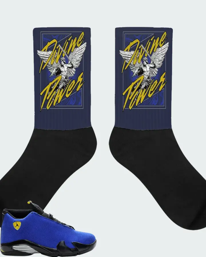 Air Jordan 14 Retro Blue Ferrari Matching Socks
