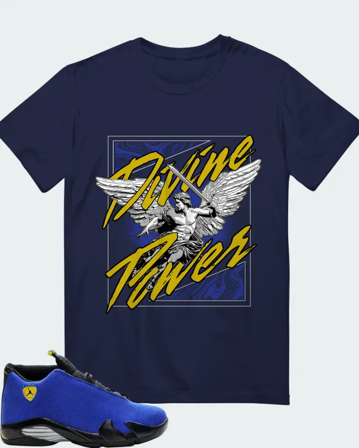 Air Jordan 14 Retro Blue Ferrari Matching T-Shirt