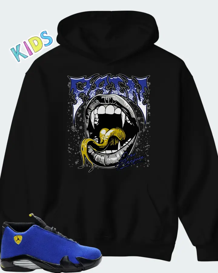 Air Jordan 14 Retro Blue Ferrari Matching Kid's Hoodie
