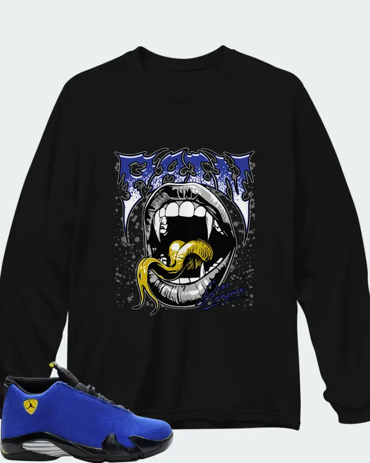Air Jordan 14 Retro Blue Ferrari Matching Long Sleeve T-Shirt
