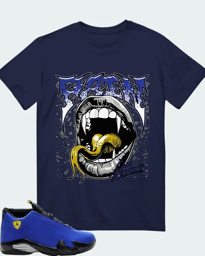 Air Jordan 14 Retro Blue Ferrari Matching T-Shirt