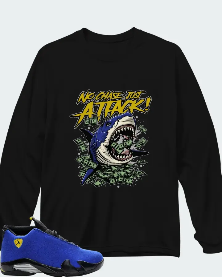 Air Jordan 14 Retro Blue Ferrari Matching Long Sleeve T-Shirt