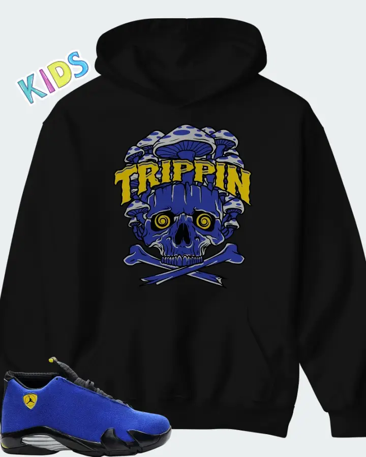 Air Jordan 14 Retro Blue Ferrari Matching Kid's Hoodie