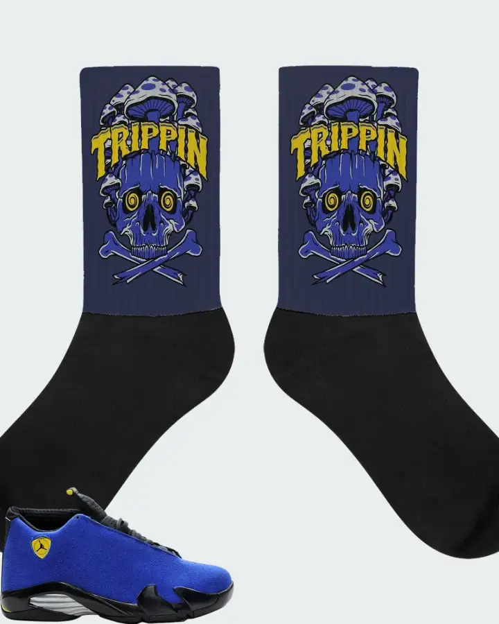 Air Jordan 14 Retro Blue Ferrari Matching Socks