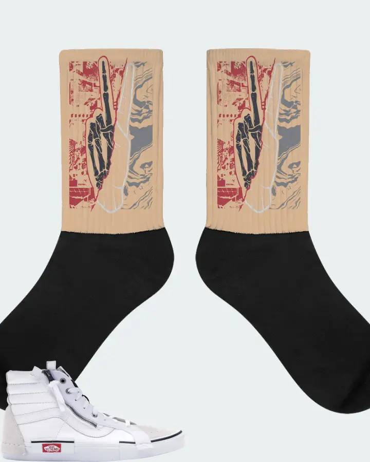 Vans Sk8-Hi Sneaker Matching Cream Socks - Peace of mind