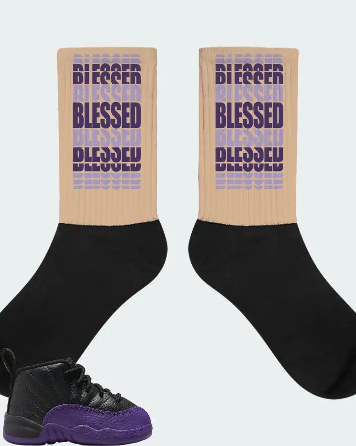 Jordan 12 Retro Sneaker Matching Cream Socks - BLESSED Many Times