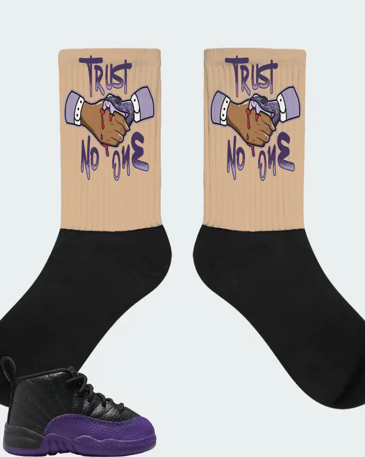 Jordan 12 Retro Sneaker Matching Cream Socks - Trust No One