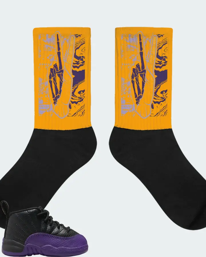 Jordan 12 Retro Sneaker Matching Gold Socks - Peace of mind
