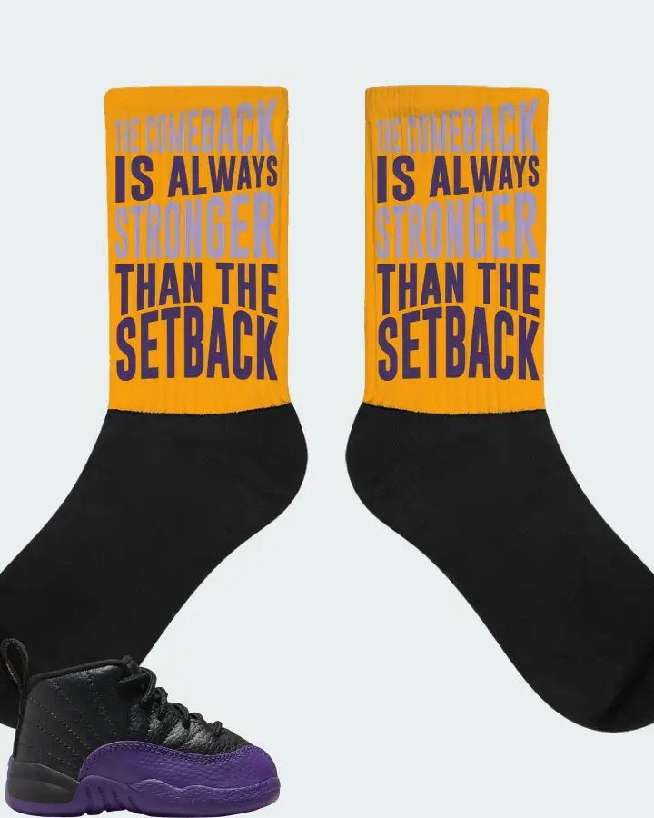 Jordan 12 Retro Sneaker Matching Gold Socks - The Comeback