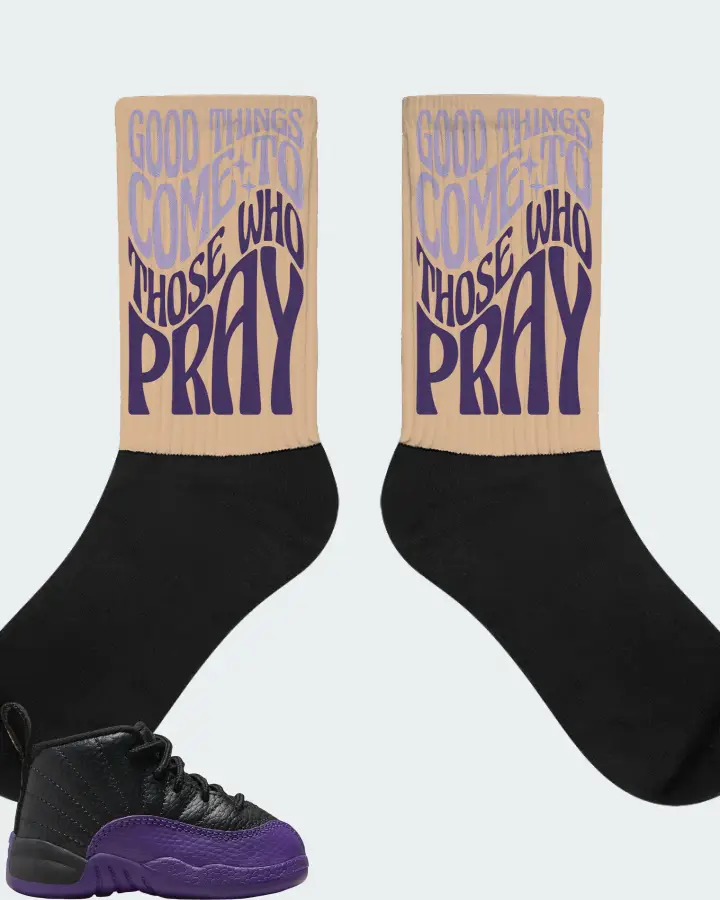 Jordan 12 Retro Sneaker Matching Cream Socks - Good Things Come To Those Who Pray