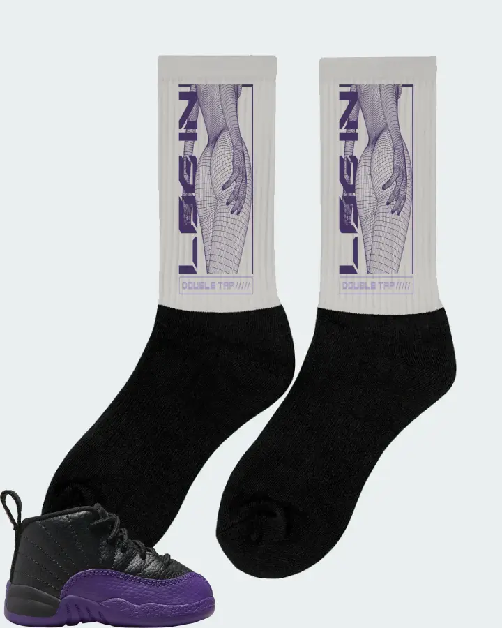 Jordan 12 Retro Sneaker Matching Grey Socks (LOGIN) - View 3