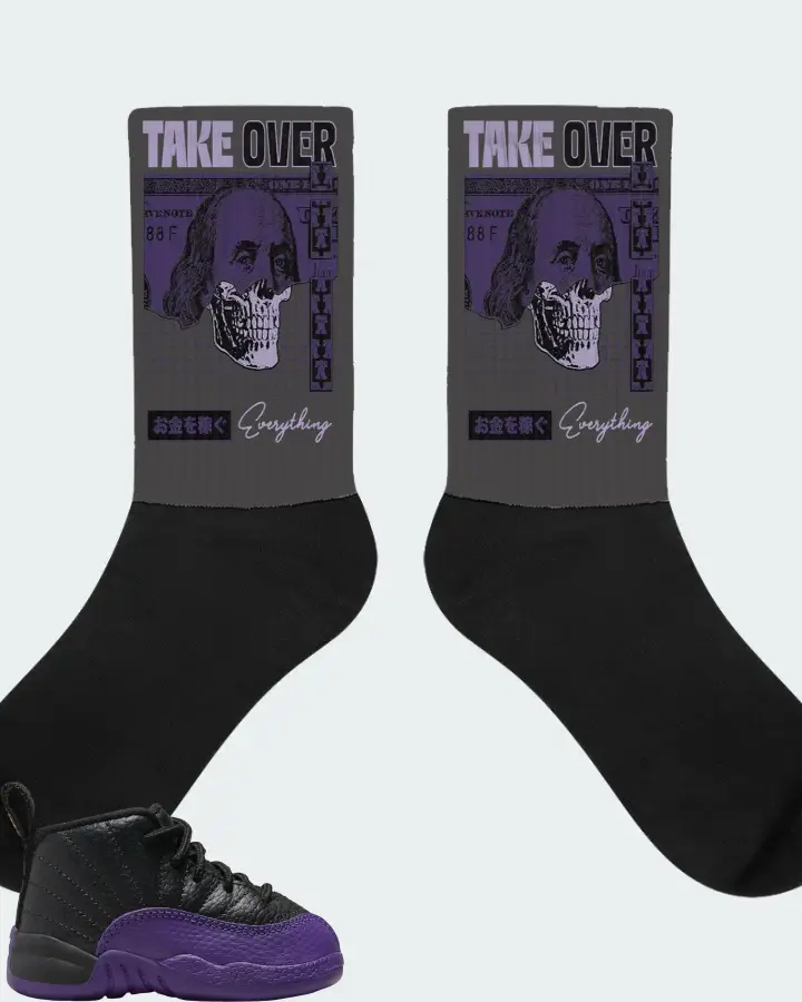 Jordan 12 Retro Sneaker Matching Dark Grey Socks - Take Over
