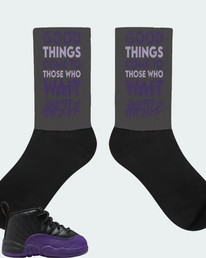 Jordan 12 Retro Sneaker Matching Dark Grey Socks - Good Things Come